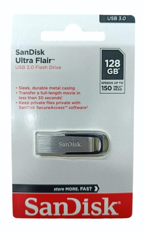 SanDisk Ultra Flair 128 GB USB 3.0 Pen Drive (Silver) 1 YEAR WARRANTY